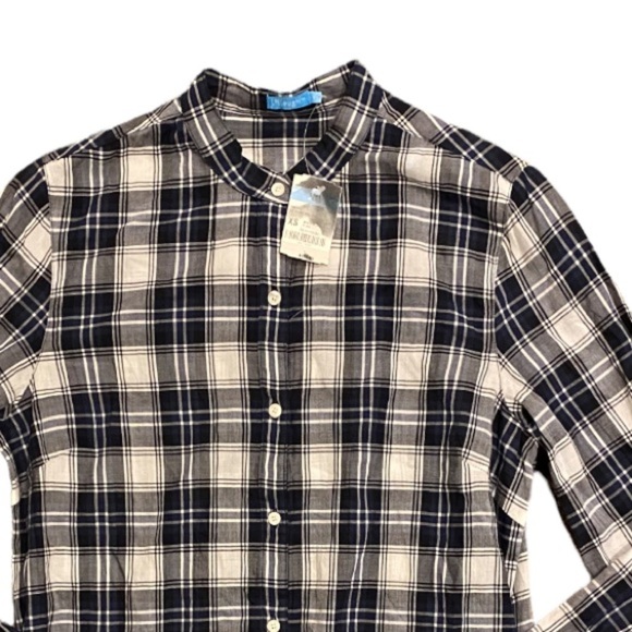 J. McLaughlin Dakota Top NWT Button Down Blouse White Navy Plaid Size XS - Picture 8 of 8